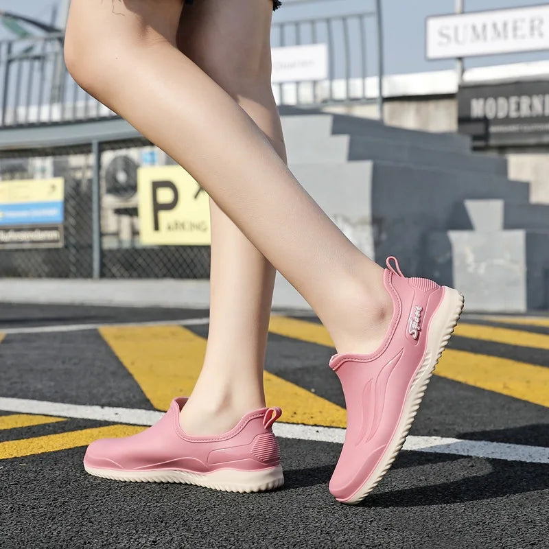 summer 2024 new Fashion Shallow Mouth Women Rainshoes Elegant  Luxury rain shoes outdoors Slip Work Durable Casual Trend Shoes