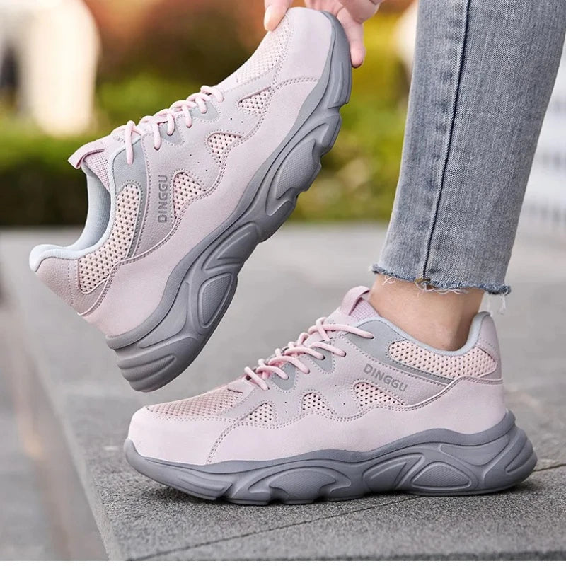 summer breathable mesh work shoes lightweight woman safety shoes steel toe work sneakers anti-stab protective work boots