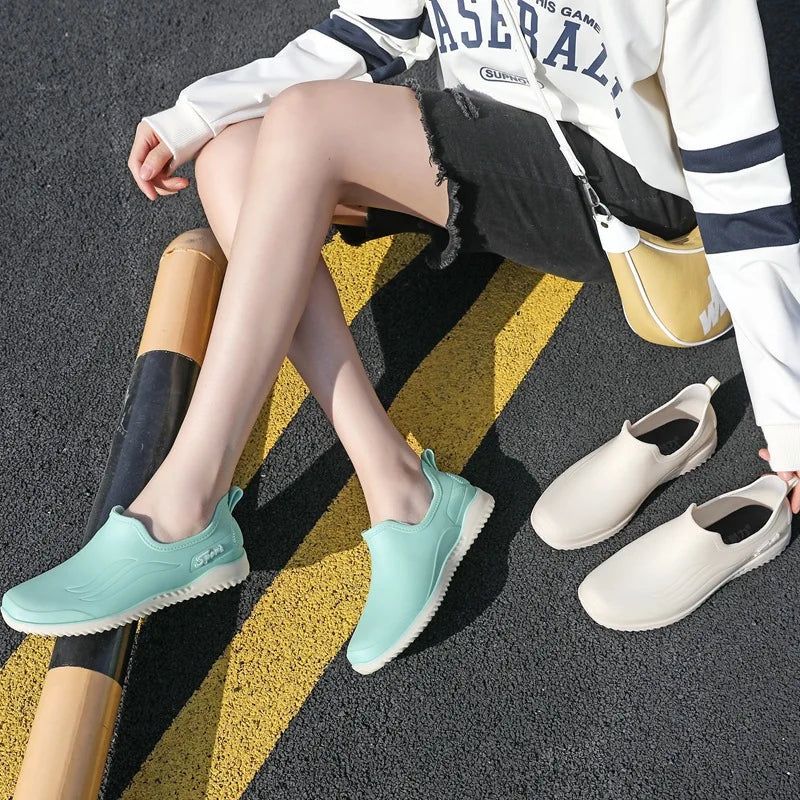 summer 2024 new Fashion Shallow Mouth Women Rainshoes Elegant  Luxury rain shoes outdoors Slip Work Durable Casual Trend Shoes